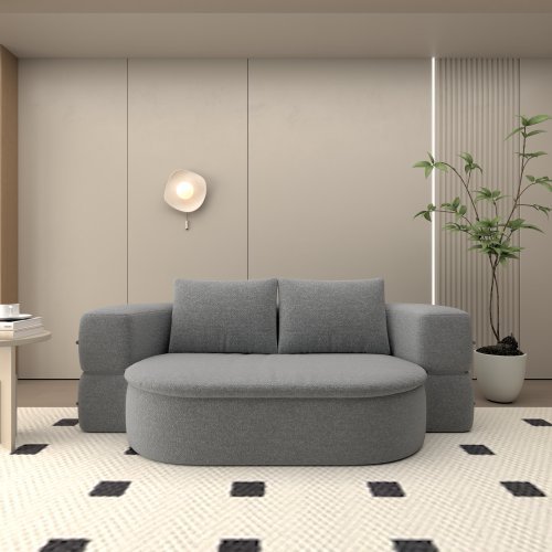 Convertible Futon Sleeper Bed, 2-in-1 Foldable Mattress With 2 Pillows, Breathable High-Density Foam Lazy Couch