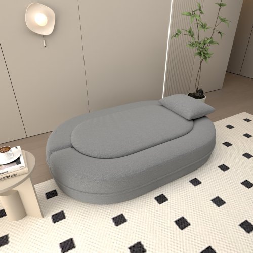 Convertible Futon Sleeper Bed, 2-in-1 Foldable Mattress With 2 Pillows, Breathable High-Density Foam Lazy Couch