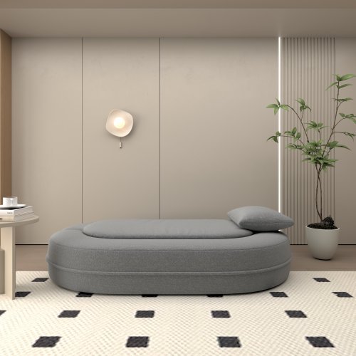 Convertible Futon Sleeper Bed, 2-in-1 Foldable Mattress With 2 Pillows, Breathable High-Density Foam Lazy Couch