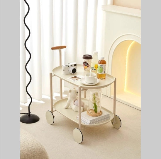 Minimalist Style Coffee Table Storage Cart Double-layer Modern Sofa Side Bedroom Leisure