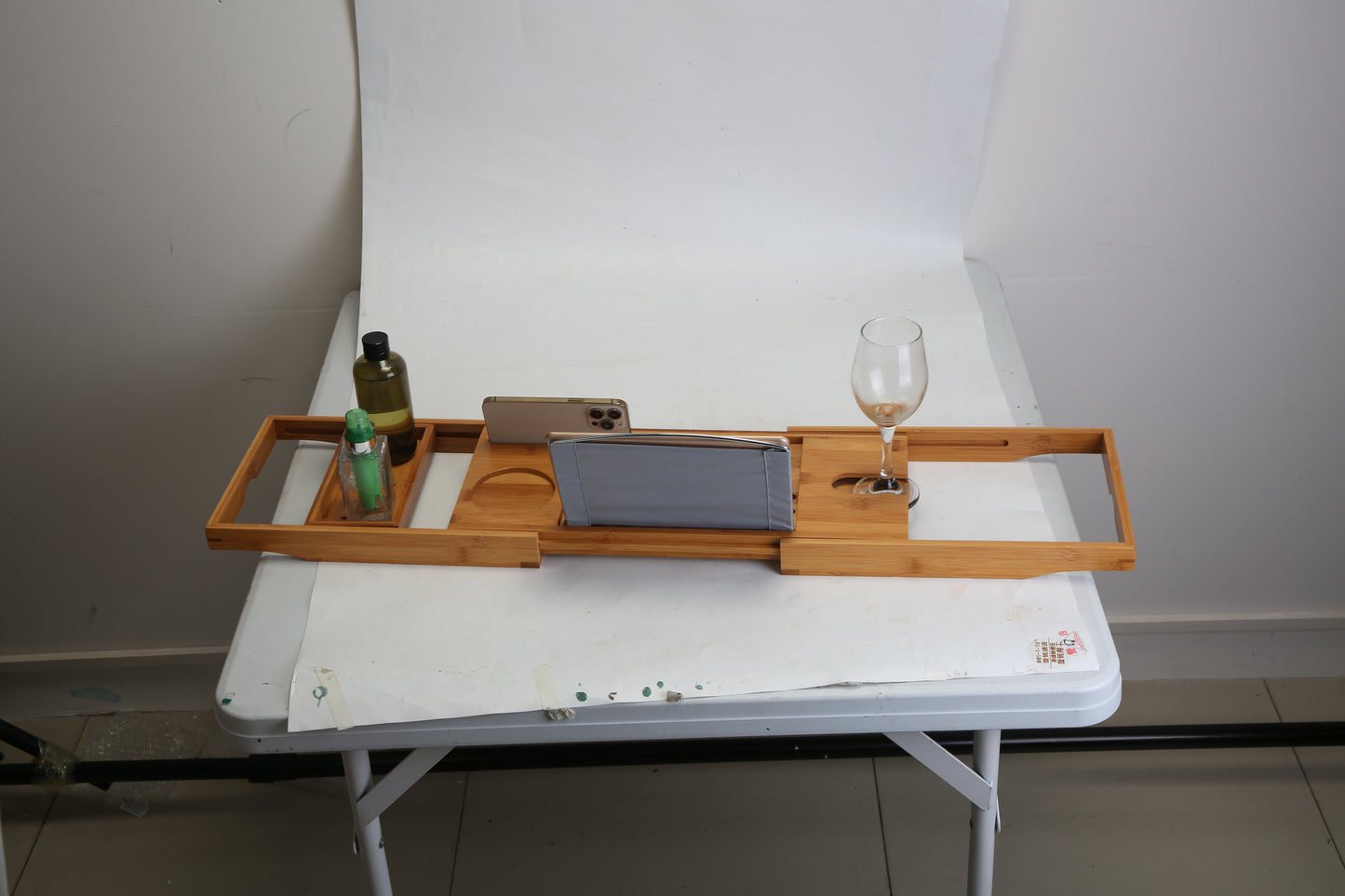 1Pc Bathtub Caddy Tray Crafted Bamboo Bath Tray Table Extendable