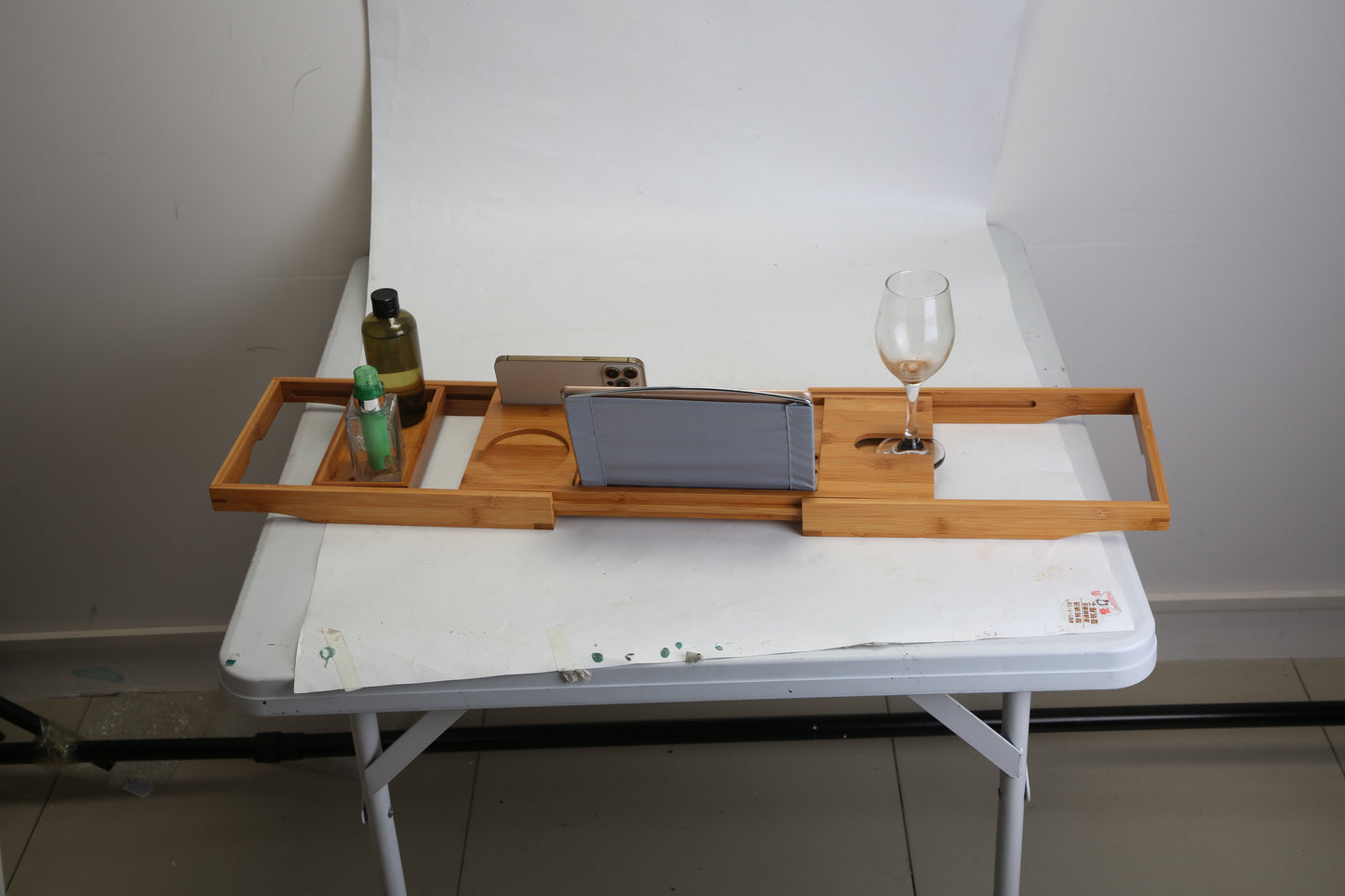 1Pc Bathtub Caddy Tray Crafted Bamboo Bath Tray Table Extendable