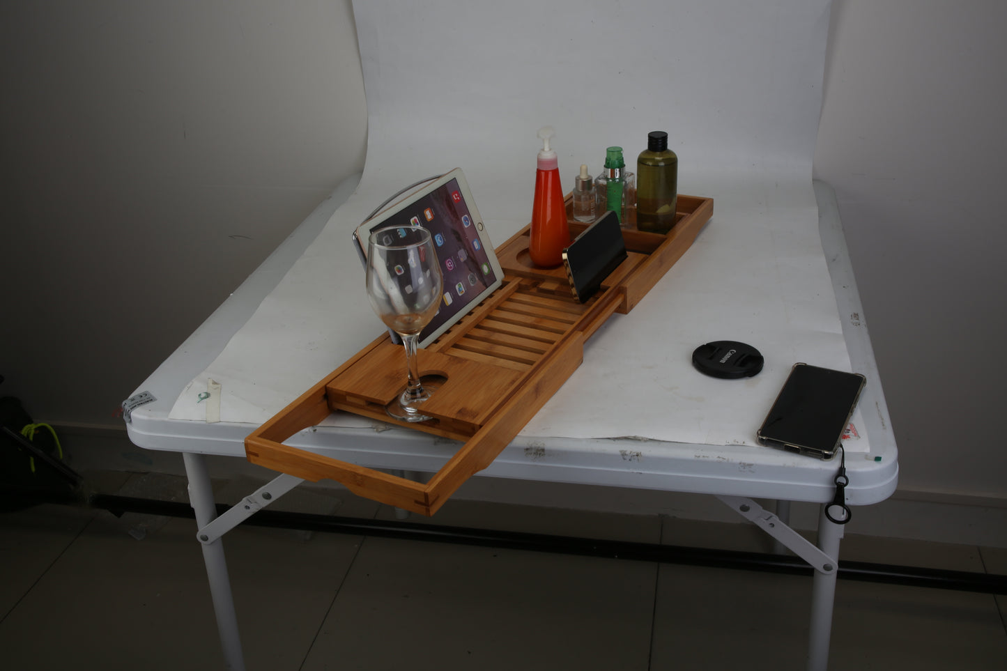 1Pc Bathtub Caddy Tray Crafted Bamboo Bath Tray Table Extendable