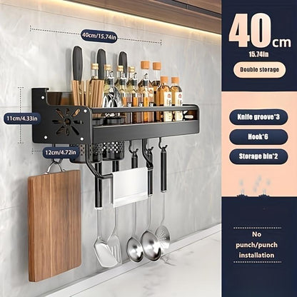 Wall Mounted Cutlery Rack and Camping Kitchen Rack with Spice Rack