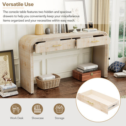 Unique Retro Silhouette Entryway Table with Open Design and Two Top Drawers