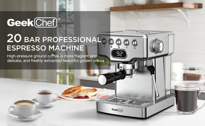 Geek Chef Espresso Machine, 20 Bar Espresso Machine For Latte, Cappuccino, Macchiato,