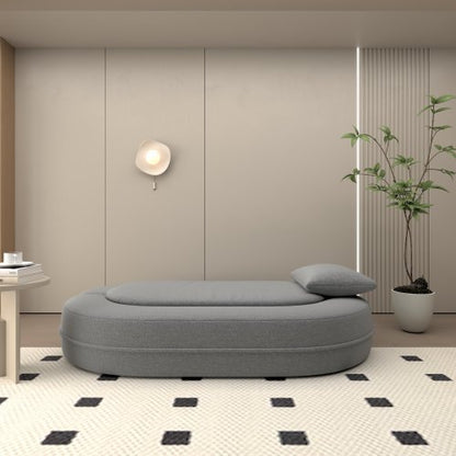 Convertible Futon Sleeper Bed, 2-in-1 Foldable Mattress With 2 Pillows, Breathable High-Density Foam Lazy Couch