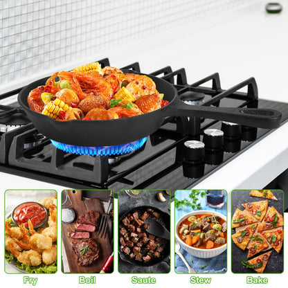 3Pcs Pre-Seasoned Cast Iron Skillet Set 6in 8in 10in Frying Pans