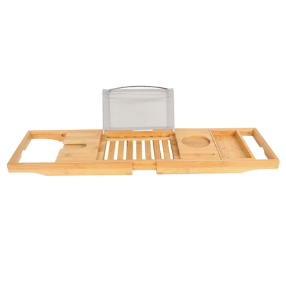 1Pc Bathtub Caddy Tray Crafted Bamboo Bath Tray Table Extendable