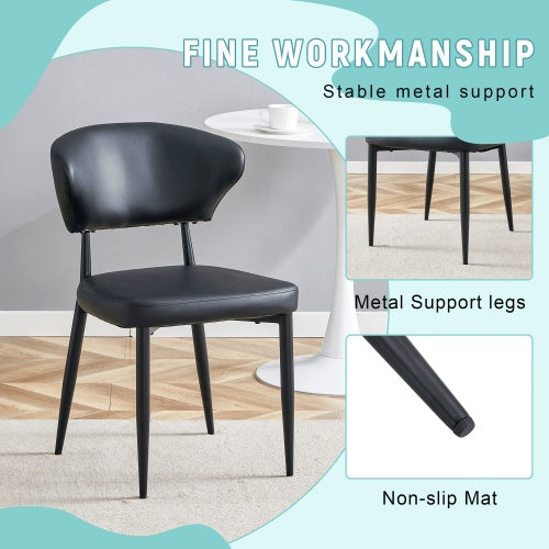 Black Minimalist Ergonomic Dining Chair, With A Curved Backrest For Comfortable Design.
