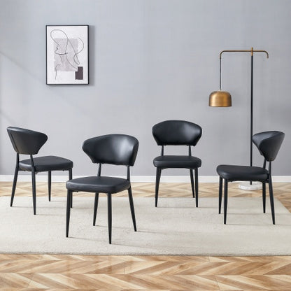 Black Minimalist Ergonomic Dining Chair, With A Curved Backrest For Comfortable Design.