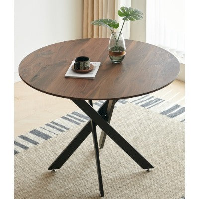 42.1BLACK AND WOOD COLOR Table Mid-century Dining Table For 4-6 People