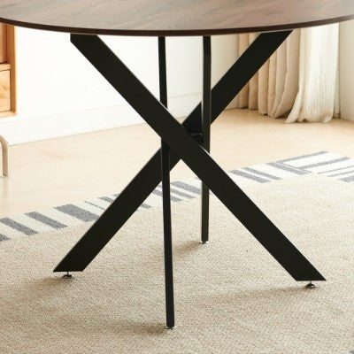 42.1BLACK AND WOOD COLOR Table Mid-century Dining Table For 4-6 People