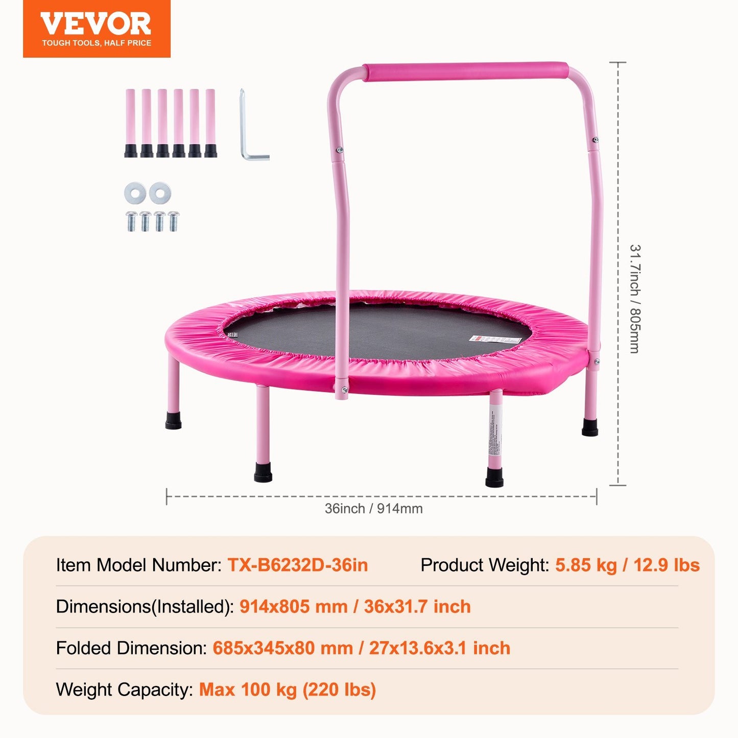 Trampoline For Kids Foldable Mini Toddler Trampoline Indoor Outdoor