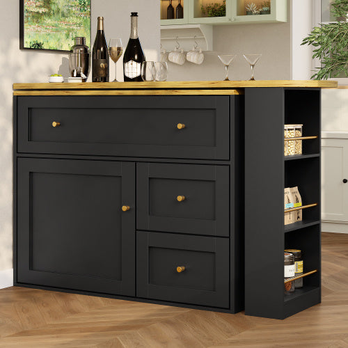 Extendable Bar Table With Storage Space Kitchen Cabinet Sideboard