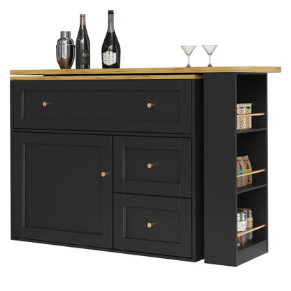 Extendable Bar Table With Storage Space Kitchen Cabinet Sideboard