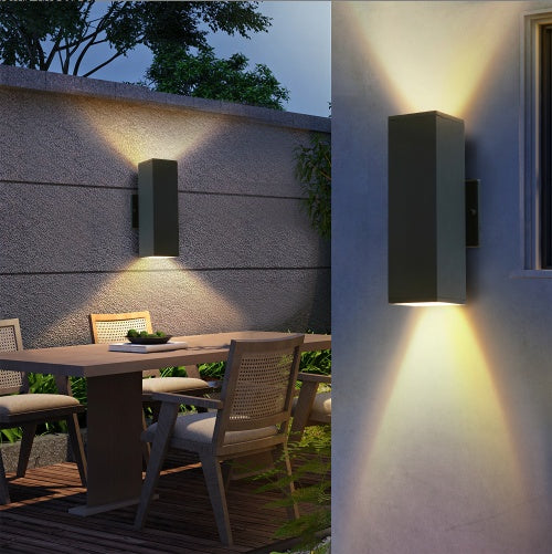 2-Pack Outdoor Wall Sconce, Modern Up and Down Weatherproof Wall Light
