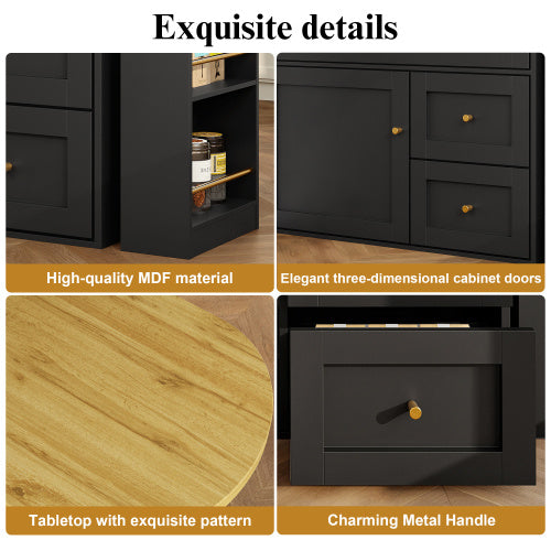 Extendable Bar Table With Storage Space Kitchen Cabinet Sideboard