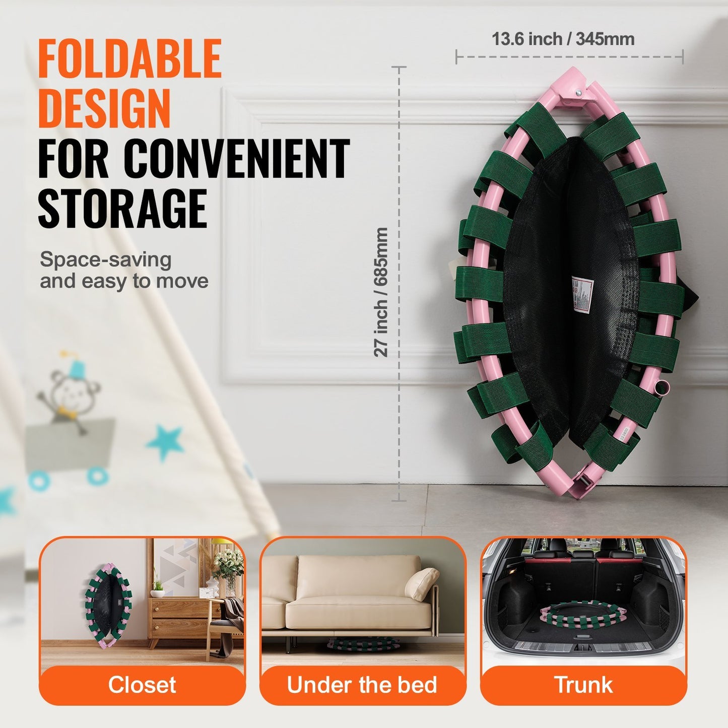 Trampoline For Kids Foldable Mini Toddler Trampoline Indoor Outdoor