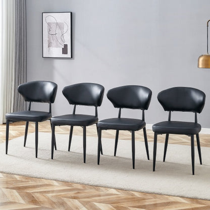 Black Minimalist Ergonomic Dining Chair, With A Curved Backrest For Comfortable Design.