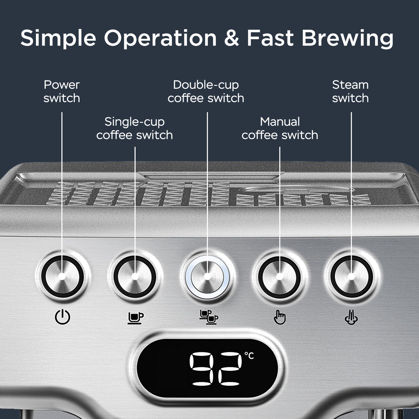 Geek Chef Espresso Machine, 20 Bar Espresso Machine For Latte, Cappuccino, Macchiato,