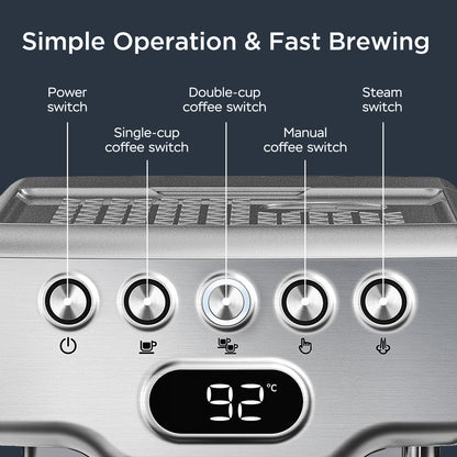 Geek Chef Espresso Machine, 20 Bar Espresso Machine For Latte, Cappuccino, Macchiato,