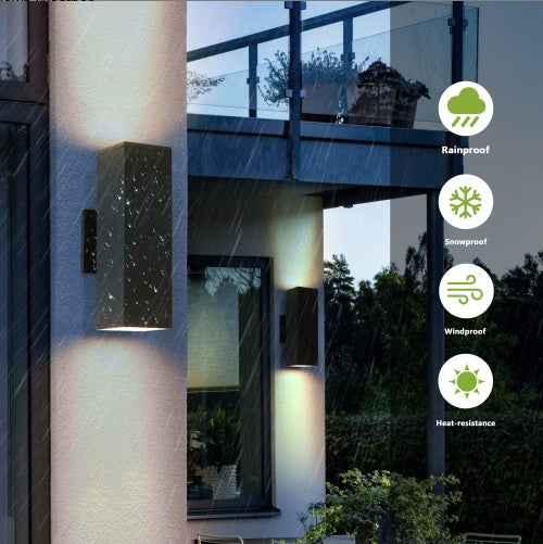 2-Pack Outdoor Wall Sconce, Modern Up and Down Weatherproof Wall Light