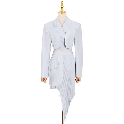 Suit Beveled Pleated Skirt Suit