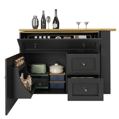 Extendable Bar Table With Storage Space Kitchen Cabinet Sideboard