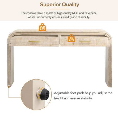 Unique Retro Silhouette Entryway Table with Open Design and Two Top Drawers