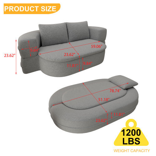 Convertible Futon Sleeper Bed, 2-in-1 Foldable Mattress With 2 Pillows, Breathable High-Density Foam Lazy Couch