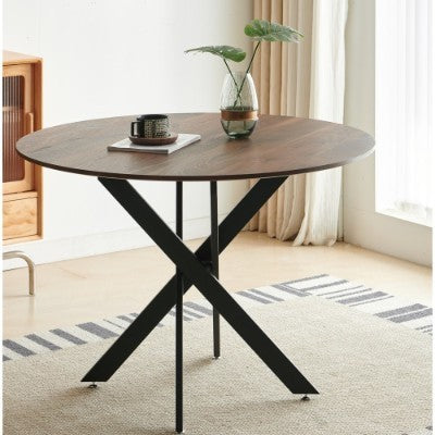 42.1BLACK AND WOOD COLOR Table Mid-century Dining Table For 4-6 People