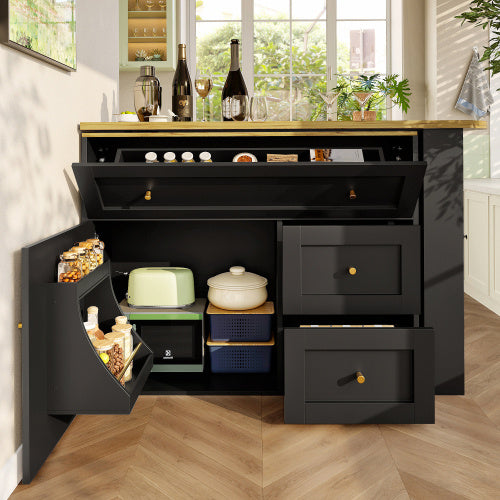 Extendable Bar Table With Storage Space Kitchen Cabinet Sideboard